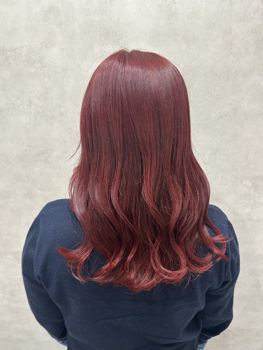 ブリーチなしダブルカラーでレッドカラー❤️